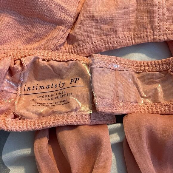 Free People Intimately Lola Ribbon Tie Bodysuit Coral Peach Straps XS - Picture 7 of 10